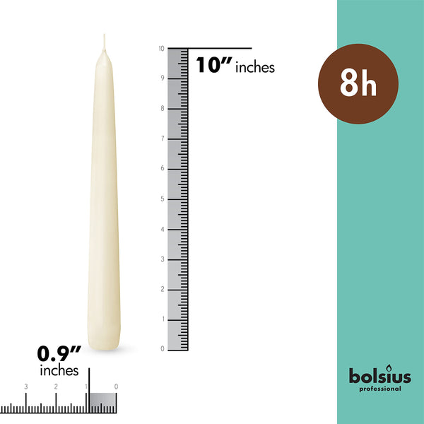BOLSIUS 30 Count Household Ivory Taper Candles - 10 Inches - Premium European Quality - 8 Burn Hours - Bulk Pack Unscented Dripless and Smokeless Home Décor, Restaurant, Wedding, & Party Candlesticks