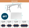 VTOY 8FT(30" x 96") Folding Table, Indoor Outdoor Heavy Duty Picnic Table with Carrying Handle,Plastic Fold up Table for Picnic, Party, Camping,Office - White (8FT)