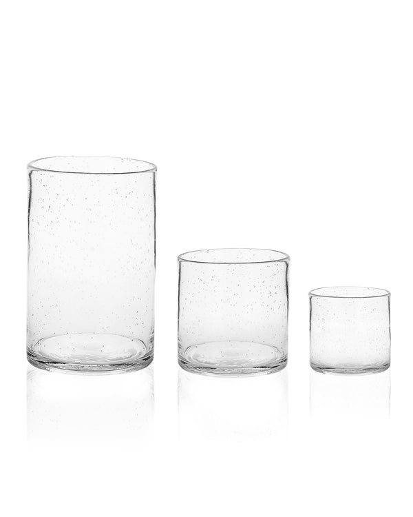 ARIAMOTION Candle Holder Set of 3 Clear Glass seeded Bubbles Modern Hurricane Cylinder Table Centerpiece Pillar Votive Flower vase Room Decor Wedding Birthday Party Event 8" 5" 3.5" Height