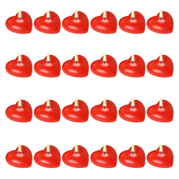 24 PCS Red Floating Candles, Unscented Dripless Wax Discs Heart Shape Floating Candles Mini Candle Floating Discs for Centerpieces, Cylinder Vases, Weddings, Party, Home Decor