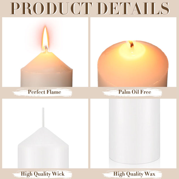 MTLEE Set of 40 White Pillar Candles 2x4 Inch Dripless Unscented Candle Bulk Large Clean Burning Smokeless Dinner Candles Long Burning Decorative Candles for Home Wedding Party Spa Bath