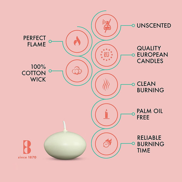 BOLSIUS Unscented Floating Candles - 320 Count - Pure Rich Creamy Ivory - Smokeless, European Quality - Romantic Wedding Centerpieces, Decorations, Events, Holiday Parties