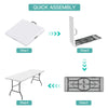 WGCTEK 6 Foot Plastic Folding Table,Portable Picnic Table Outdoor for Camping,Party,Wedding,Picnic,with Lock,Handle - White