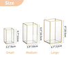 NUPTIO Candle Lantern for Wedding Centerpiece: 18 Pcs Clear Hurricane Glass Pillar Candles Holder with Gold Frame Bulk Decorative Candle Lanterns for Christmas Dining Table Decor 8.1 & 6.5 & 4.7 inch