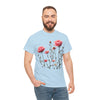 Wildflowers and Pink Roses, Graphic T-Shirts for Women, Floral Shirt, Womens Short Sleeve, Ladies Graphic Tees #5018TTS