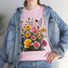 Wildflowers and Pink & Yellow Roses, Graphic T-Shirts for Women, Floral Shirt, Womens Short Sleeve, Ladies Graphic Tees #5150TTS