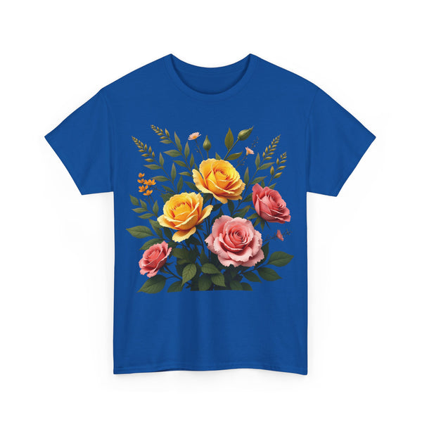 Wildflowers and Pink & Yellow Roses, Graphic T-Shirts for Women, Floral Shirt, Womens Short Sleeve, Ladies Graphic Tees #5149TTS
