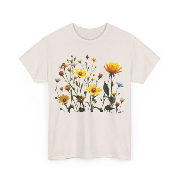 Wildflowers and a Yellow Rose, Graphic T-Shirts for Women, Floral Shirt, Womens Short Sleeve, Ladies Graphic Tees #5009TTS