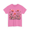 Wildflowers and Pink Roses, Graphic T-Shirts for Women, Floral Shirt, Womens Short Sleeve, Ladies Graphic Tees #5022TTS