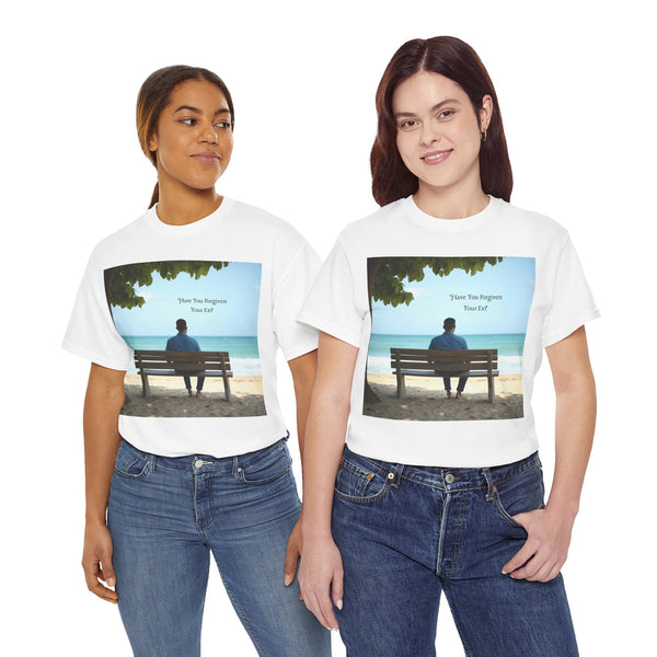 Have You Forgiven Your Ex?  Man on Bench Looking at Waves, Forgiving T-Shirt, Forgiveness, Relationship Healing Top #5005STS