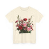 Wildflowers and Red & Pink Roses, Graphic T-Shirts for Women, Floral Shirt, Womens Short Sleeve, Ladies Graphic Tees #5132TTS