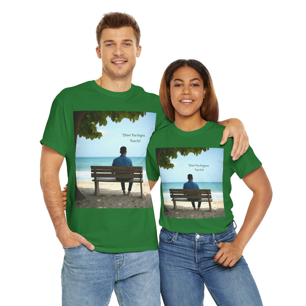 Have You Forgiven Your Ex?  Man on Bench Looking at Waves, Forgiving T-Shirt, Forgiveness, Relationship Healing Top #5005STS