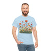Wildflowers and Orange Roses, Graphic T-Shirts for Women, Floral Shirt, Womens Short Sleeve, Ladies Graphic Tees #5047TTS