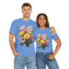 Wildflowers and Pink & Yellow Roses, Graphic T-Shirts for Women, Floral Shirt, Womens Short Sleeve, Ladies Graphic Tees #5136TTS