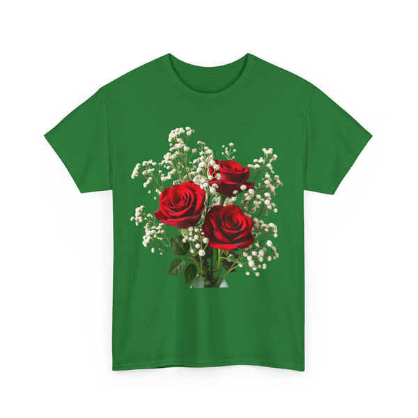 Wildflowers and Red Roses, Graphic T-Shirts for Women, Floral Shirt, Womens Short Sleeve, Ladies Graphic Tees #5127TTS