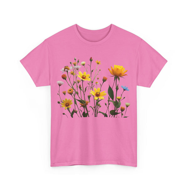 Wildflowers and a Yellow Rose, Graphic T-Shirts for Women, Floral Shirt, Womens Short Sleeve, Ladies Graphic Tees #5009TTS