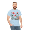 Wildflowers and Pink Roses, Graphic T-Shirts for Women, Floral Shirt, Womens Short Sleeve, Ladies Graphic Tees #5022TTS