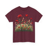 Wildflowers and Red Roses, Graphic T-Shirts for Women, Floral Shirt, Womens Short Sleeve, Ladies Graphic Tees #5032TTS