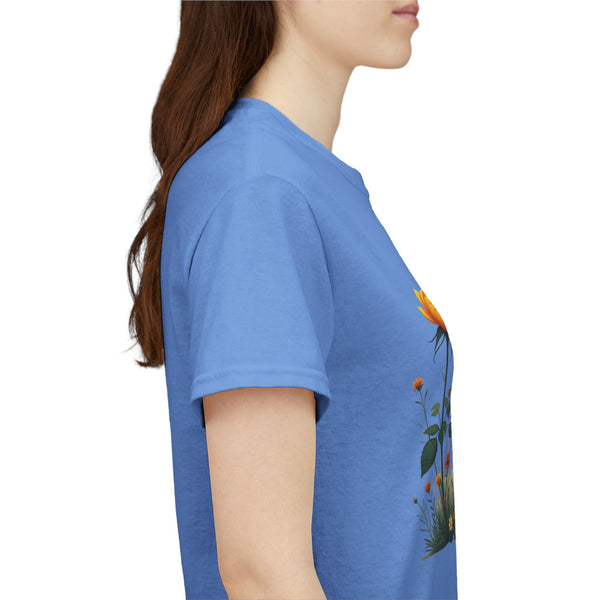 Wildflowers and Yellow Roses, Graphic T-Shirts for Women, Floral Shirt, Womens Short Sleeve, Ladies Graphic Tees #5028TTS