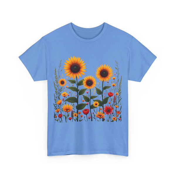Sunflowers & Wildflowers, Graphic T-Shirts for Women, Floral Shirt, Womens Short Sleeve, Ladies Graphic Tees #5154TTS