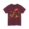 Wildflowers and Orange Roses, Graphic T-Shirts for Women, Floral Shirt, Womens Short Sleeve, Ladies Graphic Tees #5043TTS