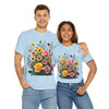 Wildflowers and Pink & Yellow Roses, Graphic T-Shirts for Women, Floral Shirt, Womens Short Sleeve, Ladies Graphic Tees #5150TTS