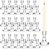 Set of 36 Clear Glass Taper Candle Holders Bulk Pillar Candlestick Holders Small Tapered Candle Stick Holders for Wedding Table Centerpieces Holiday Party Windowsill Decor
