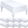 Tegeme Rectangular Plastic Tablecloth, 28 Pack Disposable Table Cloths 54 x 108 Inches, Waterproof Sturdy Material for Kitchen, Dining Room, Party, Wedding, Picnic, Camping (White)