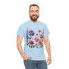 Wildflowers and Pink/Violet Roses, Graphic T-Shirts for Women, Floral Shirt, Womens Short Sleeve, Ladies Graphic Tees #5100TTS
