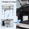 FURFIMU Small Folding Table,3 Adjustable Height Foldable Table,2Ft Portable Camping Table,Outdoor Folding Table with Net Mesh,Folding Beach Table,White Metal Folding Table for Patio BBQ