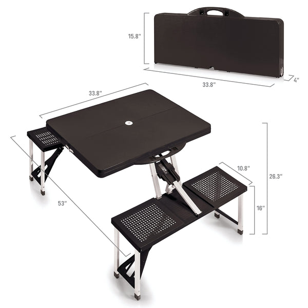 ONIVA - a Picnic Time brand - Folding Picnic Table - Camping Table - Outdoor Table with Umbrella Hole, (Black), 36.2" x 18" x 5.5"