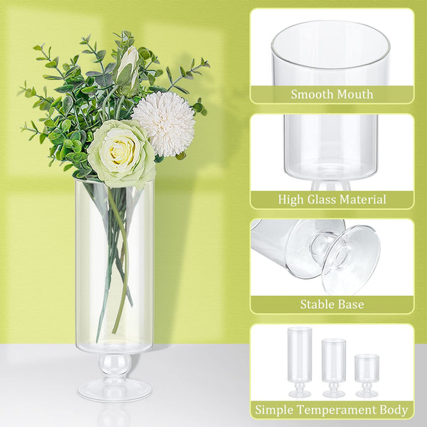 Set of 12 Glass Vase Glass Candle Holder Size 5.5, 7.9, 9.3 Inch Tall Glass Pillar Candle Holders Glass Cylinder Vases Floating Candle Holder Flower Vase for Home Wedding Party Centerpieces