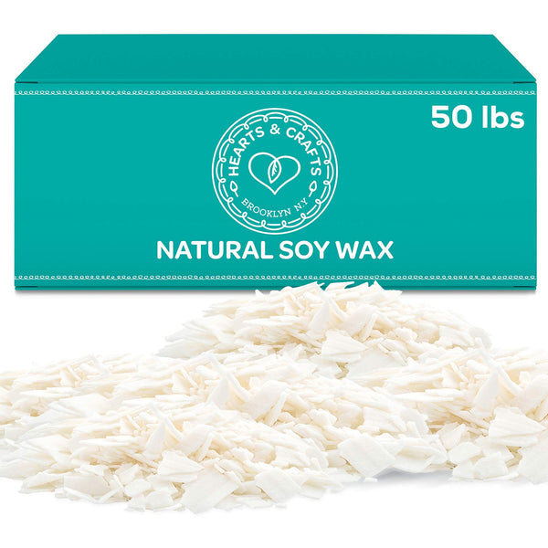 Hearts & Crafts Natural Soy Wax for Candle Making - 50lbs Natural Soy Wax - 2 Metal Centering Devices, 50lbs Soy Wax Flakes - Candle Wax & Candle Making Wax Supplies Kit (Candle Wicks Not Included)