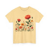 Wildflowers and Orange Roses, Graphic T-Shirts for Women, Floral Shirt, Womens Short Sleeve, Ladies Graphic Tees #5043TTS