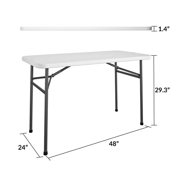 COSCO 4 ft. Straight Folding Utility Table, White, Indoor & Outdoor, Portable Desk, Camping, Tailgating, & Crafting Table