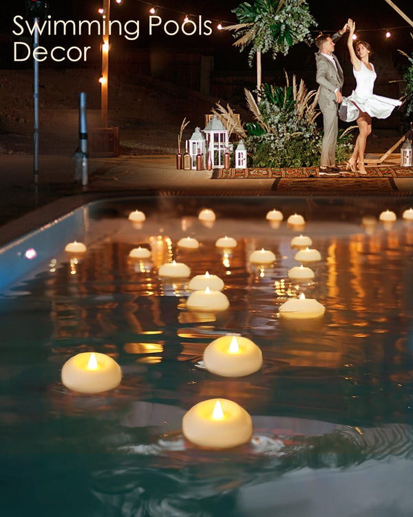 ARDUX 12 PCS LED Floating Candles - 3 Inch Flameless Plastic Floating Tea Lights for Bathtub Swimming Pool Vase Centerpiece Decoration
