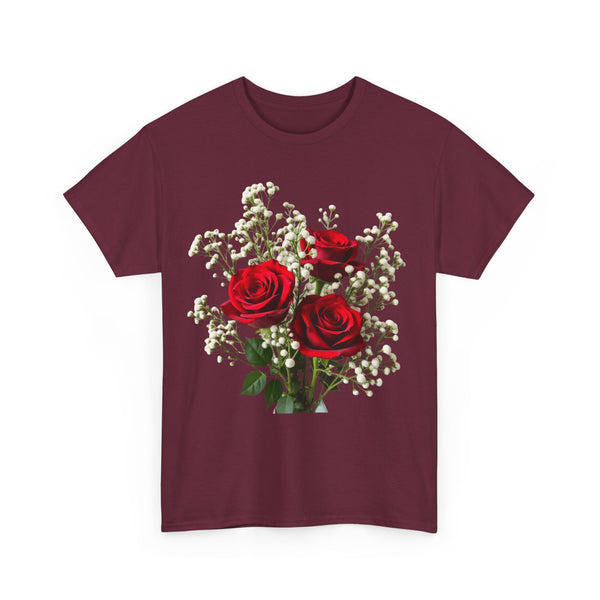 Wildflowers and Red Roses, Graphic T-Shirts for Women, Floral Shirt, Womens Short Sleeve, Ladies Graphic Tees #5127TTS
