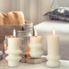 MTLEE 3 Pcs Small Ribbed Pillar Candles Ribbed Candle Soy Wax Scented Pillar Candle Aesthetic Candle Modern Geometric Candle Tall Pillar Candle Modern Home Decor for Bathroom Living Room(White)