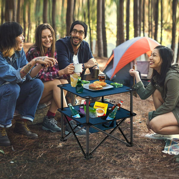 ZXFODX Folding Camping Table,Beach Tables for Sand Foldable,Camp Table,Comes with 4 Cup Holders and Storage Bags,Quick Unfolding and Folding,Suitable for Camping