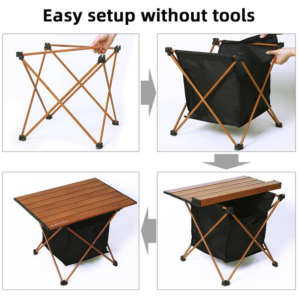 ROCK CLOUD Portable Camping Table Ultralight Aluminum Camp Table with Storage Bag Folding Beach Table for Camping Hiking Backpacking Outdoor Picnic, Size M