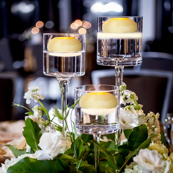 Homemory 24 Pack 100+ Hour Flameless Led Floating Candles, 3β Battery Operated Flickering Waterproof Tealights for Cylinder Vases, Centerpieces at Wedding, Party, Pool, Holiday (Ivory)