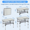 FURFIMU Small Folding Table,3 Adjustable Height Foldable Table,2Ft Portable Camping Table,Outdoor Folding Table with Net Mesh,Folding Beach Table,White Metal Folding Table for Patio BBQ