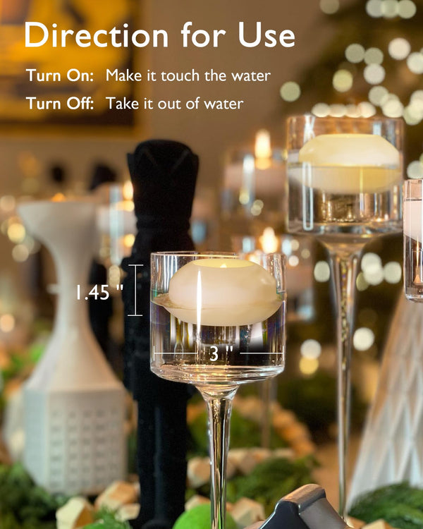 Homemory 24 Pack 100+ Hour Flameless Led Floating Candles, 3β Battery Operated Flickering Waterproof Tealights for Cylinder Vases, Centerpieces at Wedding, Party, Pool, Holiday (Warm White)