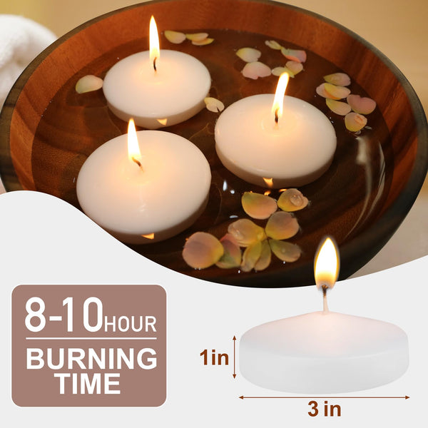 3 inch White Floating Candles, 48 Packs Unscented Floating Candles for Centerpieces-10 Hours Burn Time-3â Floating Tealight Candles for Cylinder Vases, Pool, Wedding, Party, Valentine's Day