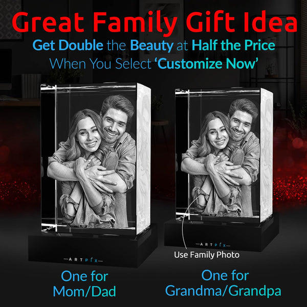 ArtPix 3D Crystal Photo, Custom Gifts for Dad, Father, Wife, Men, Her Mom, Husband, Great Personalized Customized Gift With Your Own Photo, Custom Birthday 3D Picture Rectangle, Couples Gifts