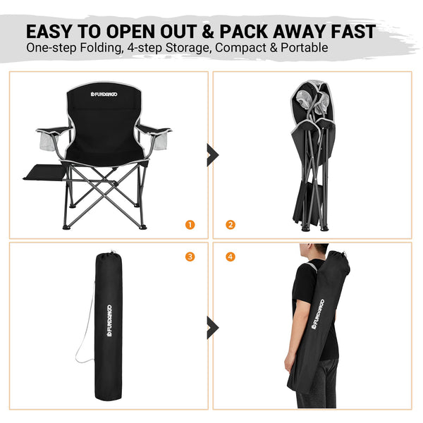 FUNDANGO 9C2215 USVC Camping Chair, Oversized, Black-2