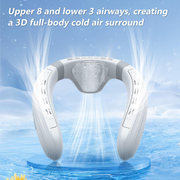 Agihoss Neck Air Conditioner Fans That Blow Cold Air Cooling Device Hands Free Wearable Fan, 5200mAh Battery Operated Rechargeable Personal Fan, Leafless Fan, 3+3 Speeds Gifts for Women Men