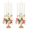 NUPTIO Gold Candelabras Candle Holder Set of 2 Metal Candelabra Centerpieces 5 Branches Candle Stick Stands Candleholder Fireplace Wedding Reception Antique Decorative Dinning Table Christmas