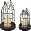 Wire Metal Cloche Set of 2, Decorative Candle Holder Cage Lanterns for Table and Farmhouse Decor
