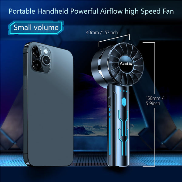 2 Pack Handheld Fan Mini Portable Fan (7000 RPM High-Speed Motor,4-16 Hours Battery Life) USB Rechargeable Personal Fans 4-Speed Powerful Wind for Summer/Vacation/Travel Cruise Essentials,Gift for Kid